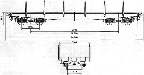 WAGON, 4AXLED, FLAT, FOR HEAVY LOADS, Smmps type